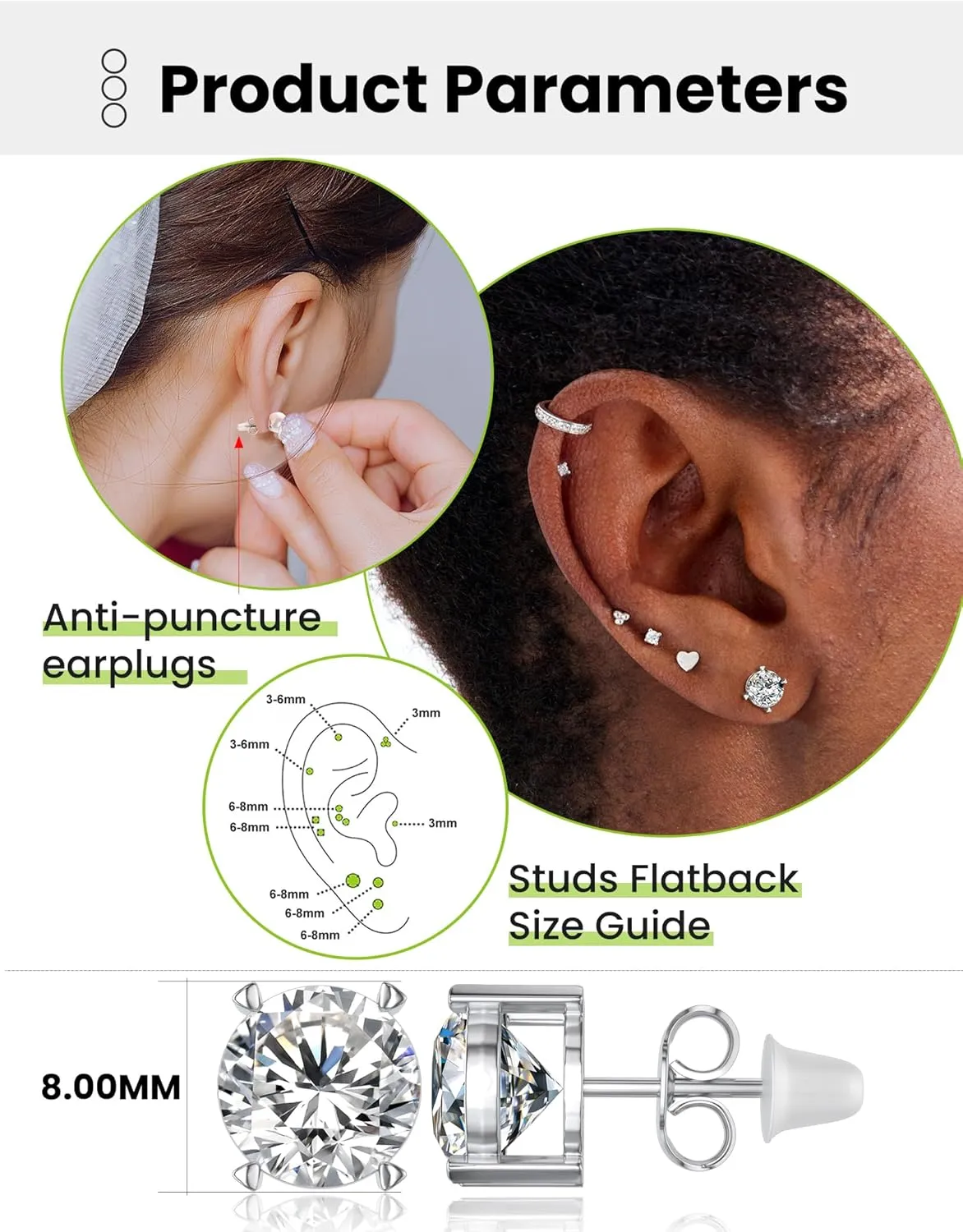 7 Pairs Gold Plated Stud Earrings for Women, 316L Hypoallergenic Surgical Steel Earrings, Stud Earrings Set diamond Earrings, Elegant Diamond Studs for All Occasions