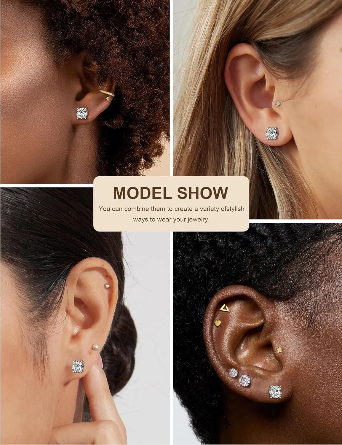 7 Pairs Gold Plated Stud Earrings for Women, 316L Hypoallergenic Surgical Steel Earrings, Stud Earrings Set diamond Earrings, Elegant Diamond Studs for All Occasions