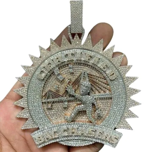 9.00 Round Cut Diamond Hip Hop Customize Pendant  14K Gold Finish Iced Diamonds Hip Hop Mens Pendant  Stylish Pave Diamond Charm for Men