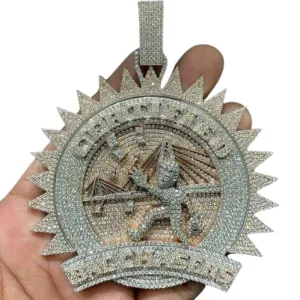 9.00 Round Cut Diamond Hip Hop Customize Pendant  14K Gold Finish Iced Diamonds Hip Hop Mens Pendant  Stylish Pave Diamond Charm for Men