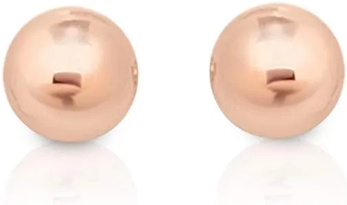 925 Sterling Silver Ball Studs 18K Rose Gold Plated Earrings - Rose Gold Earrings for Women - Small Ball Earring - Hypoallergenic Ear Piercing - Golden Studs for Women - Diameter: 2 mm to 12 mm