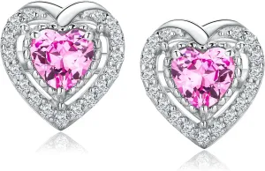 925 Sterling Silver Birthstone Earrings for Women Teen Girls Dainty Cute Created Gemstone Crystal Square Earrings Double Halo Stud Earrings