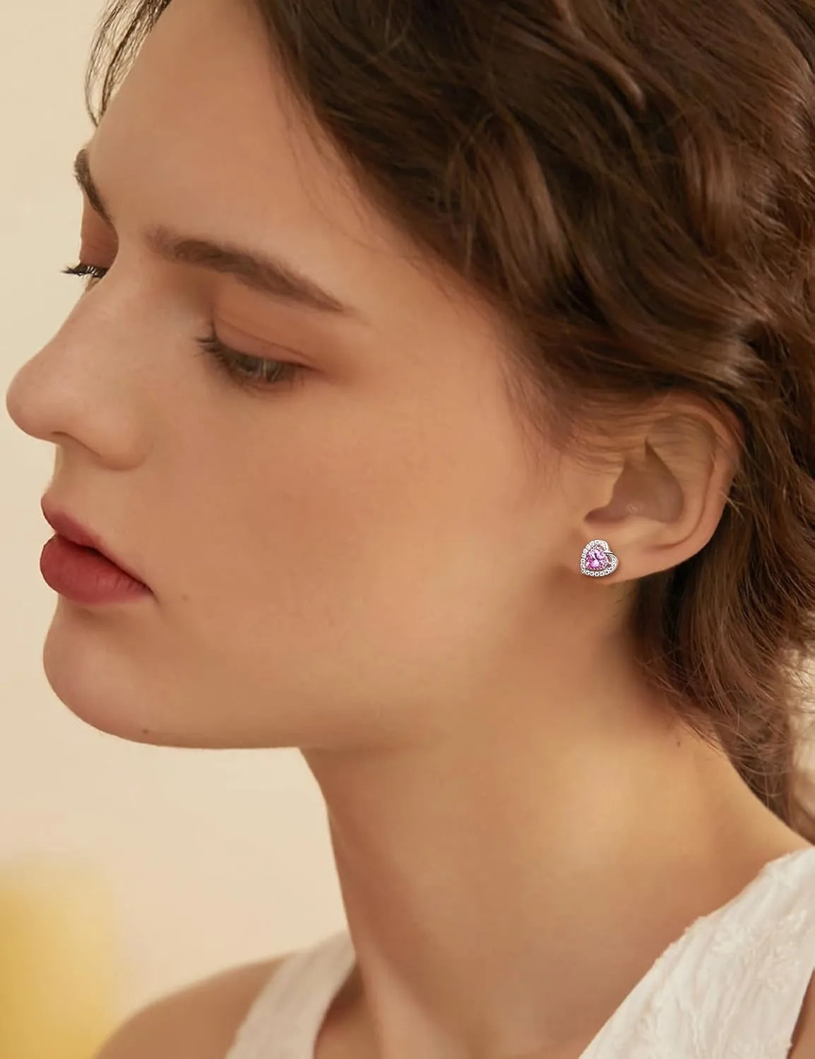 925 Sterling Silver Birthstone Earrings for Women Teen Girls Dainty Cute Created Gemstone Crystal Square Earrings Double Halo Stud Earrings