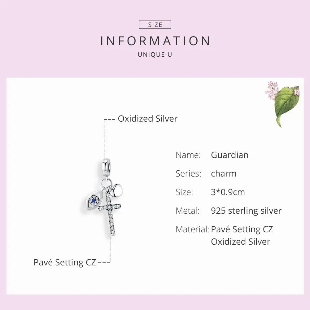 925 Sterling Silver Cross Charm For Diy Bracelets
