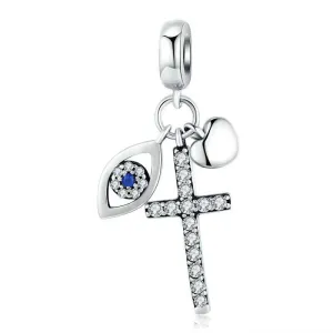 925 Sterling Silver Cross Charm For Diy Bracelets