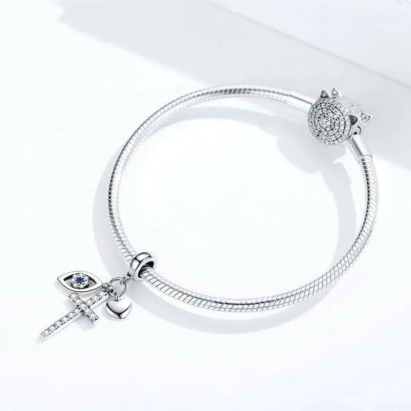 925 Sterling Silver Cross Charm For Diy Bracelets