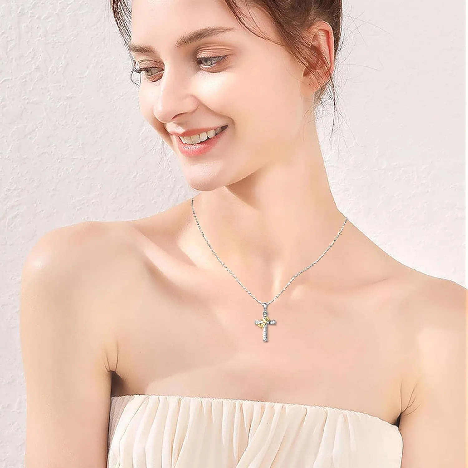 925 Sterling Silver CZ Cross Necklaces Abalone Shell Flower Pendant Sunflower/Daisy/Crown/Hummingbird Animals Necklace Adjustable Chain Jewelry Present Birthday Chrismas Valentine For Women
