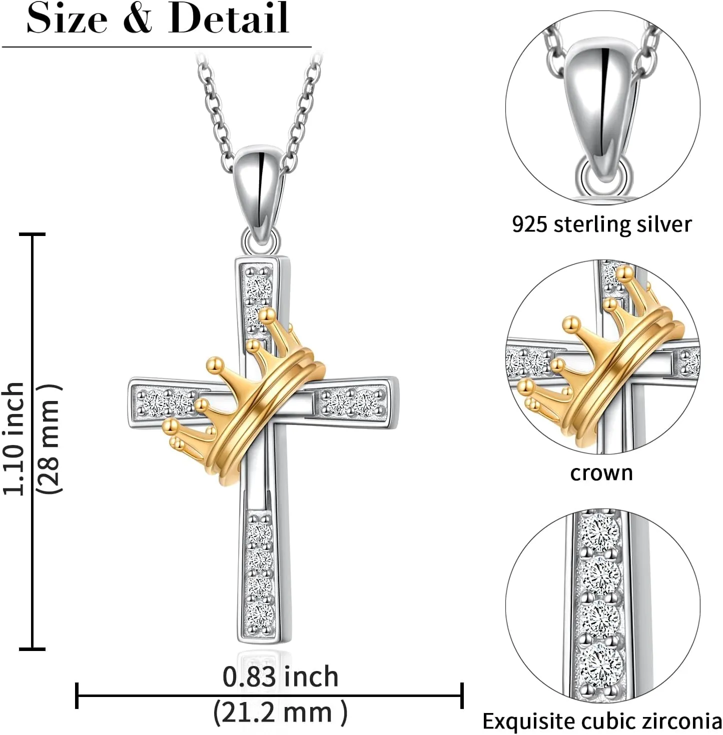 925 Sterling Silver CZ Cross Necklaces Abalone Shell Flower Pendant Sunflower/Daisy/Crown/Hummingbird Animals Necklace Adjustable Chain Jewelry Present Birthday Chrismas Valentine For Women