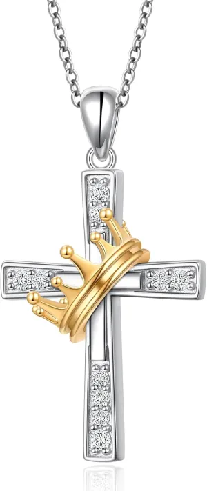 925 Sterling Silver CZ Cross Necklaces Abalone Shell Flower Pendant Sunflower/Daisy/Crown/Hummingbird Animals Necklace Adjustable Chain Jewelry Present Birthday Chrismas Valentine For Women