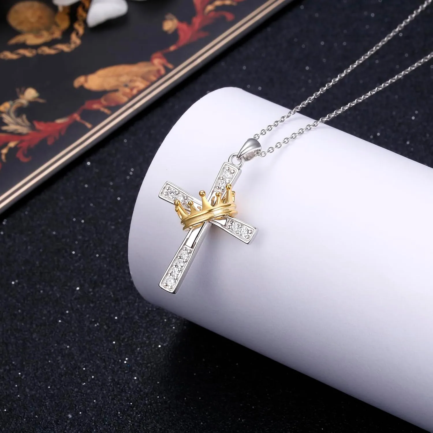 925 Sterling Silver CZ Cross Necklaces Abalone Shell Flower Pendant Sunflower/Daisy/Crown/Hummingbird Animals Necklace Adjustable Chain Jewelry Present Birthday Chrismas Valentine For Women