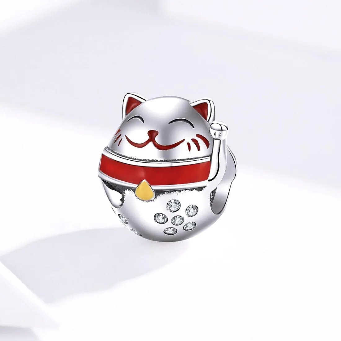 925 Sterling Silver Fortune Cat Beads For Diy Bracelets & Necklaces