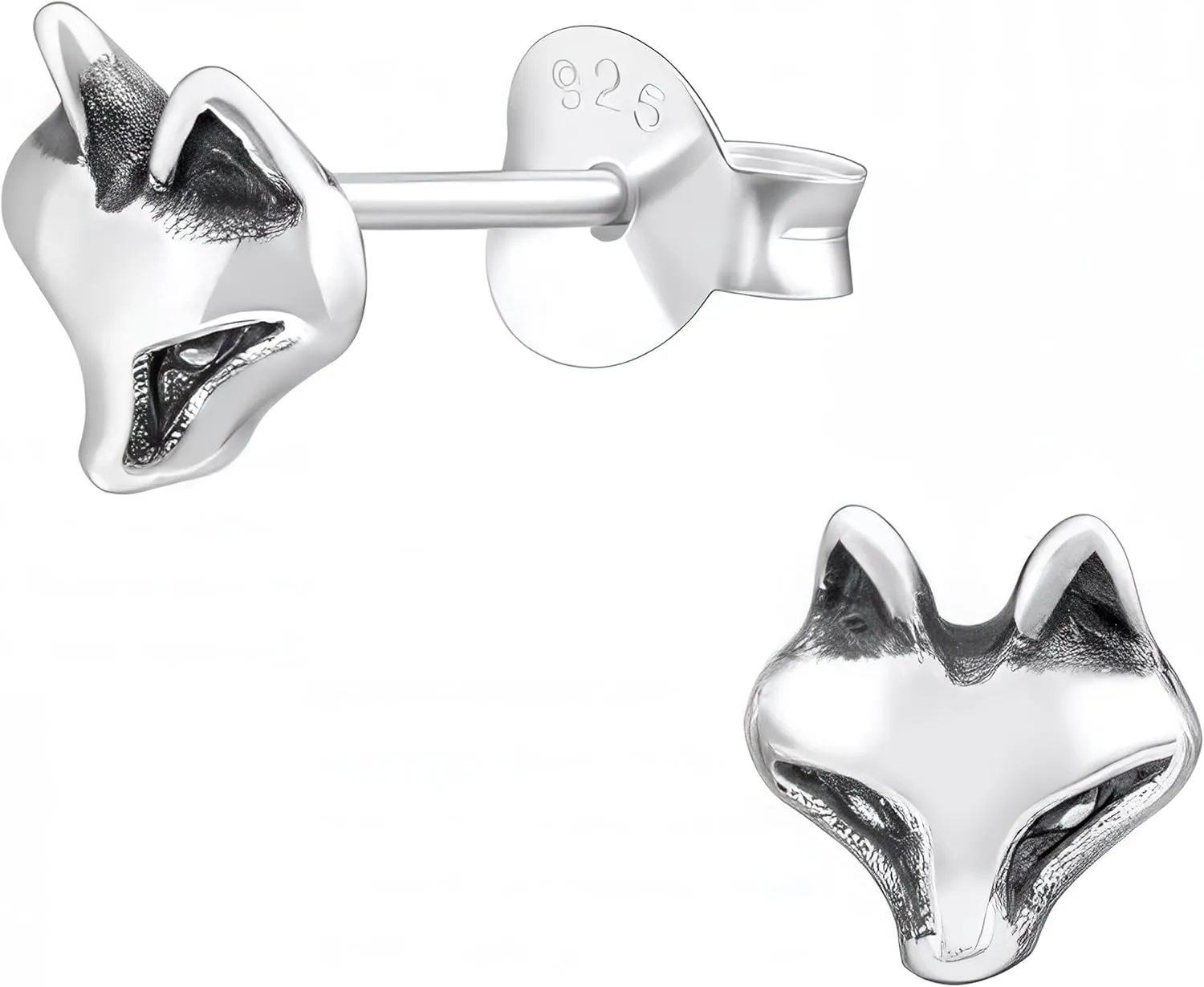 925 Sterling Silver Fox Stud Earrings, Extra Tiny Small Earrings for Cartilage, Tragus, Helix, Second Piercing, Minimalist Jewelry (Fox 003)