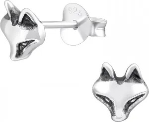 925 Sterling Silver Fox Stud Earrings, Extra Tiny Small Earrings for Cartilage, Tragus, Helix, Second Piercing, Minimalist Jewelry (Fox 003)