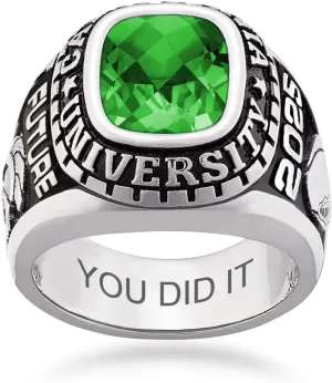 925 Sterling Silver High School College Masters Graduation Rings Personalized Senior Class Of 2024 Ring With Birthstones Graduation Gift(With Gift Box)