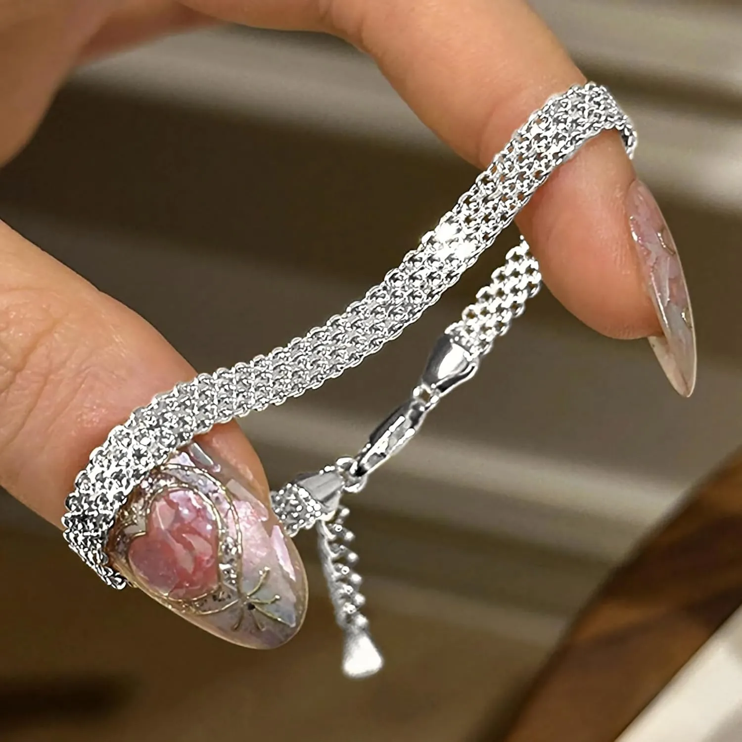 925 Sterling Silver Italian Mesh Bracelets for Women Dainty 14k Gold Plated 4mm Rope Bangle Link Chain Bracelets Shiny Simple Friendship Bracelet Prom Jewelry for Mom Friends Daughter