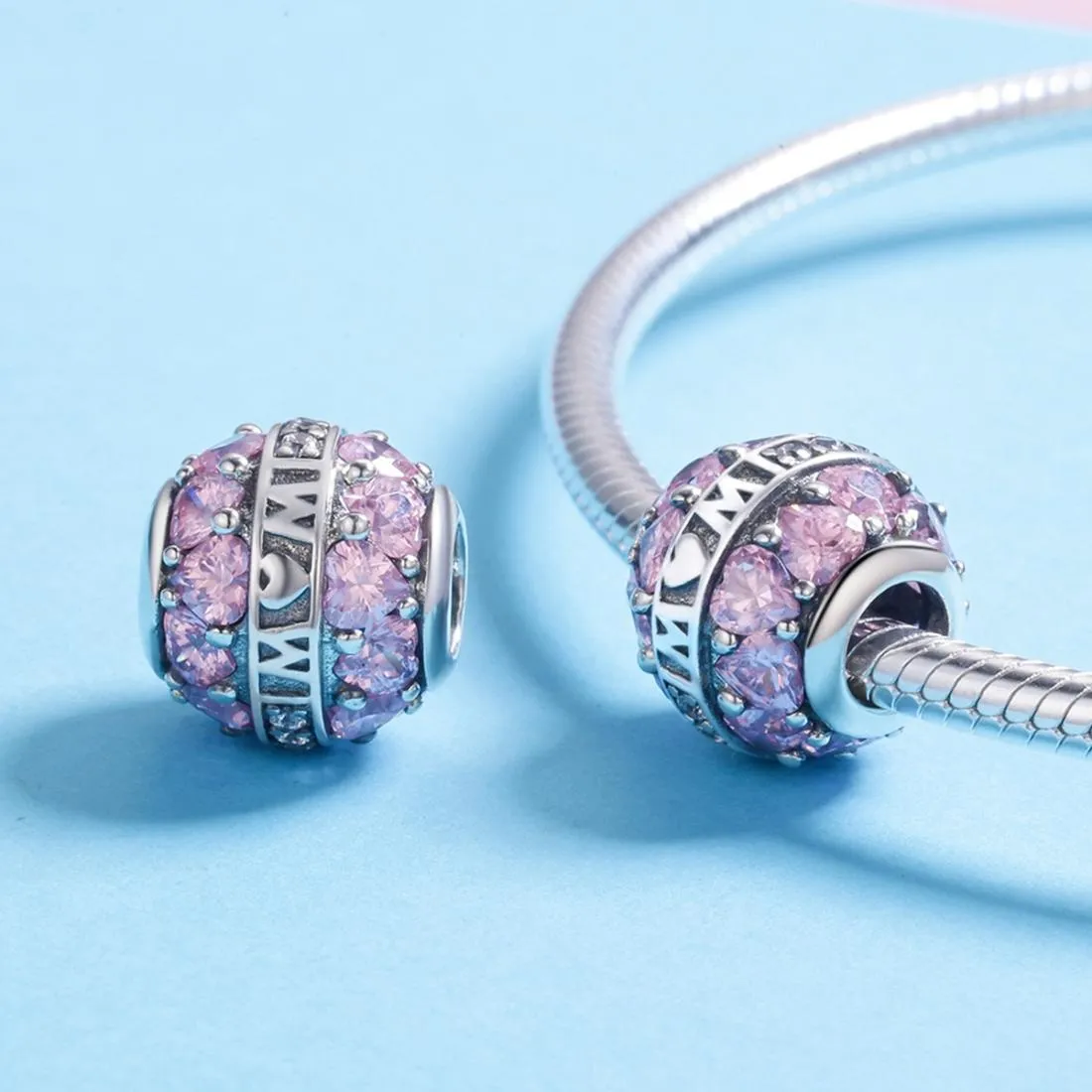 925 Sterling Silver Love Beads Pendant For Diy Bracelets & Necklaces