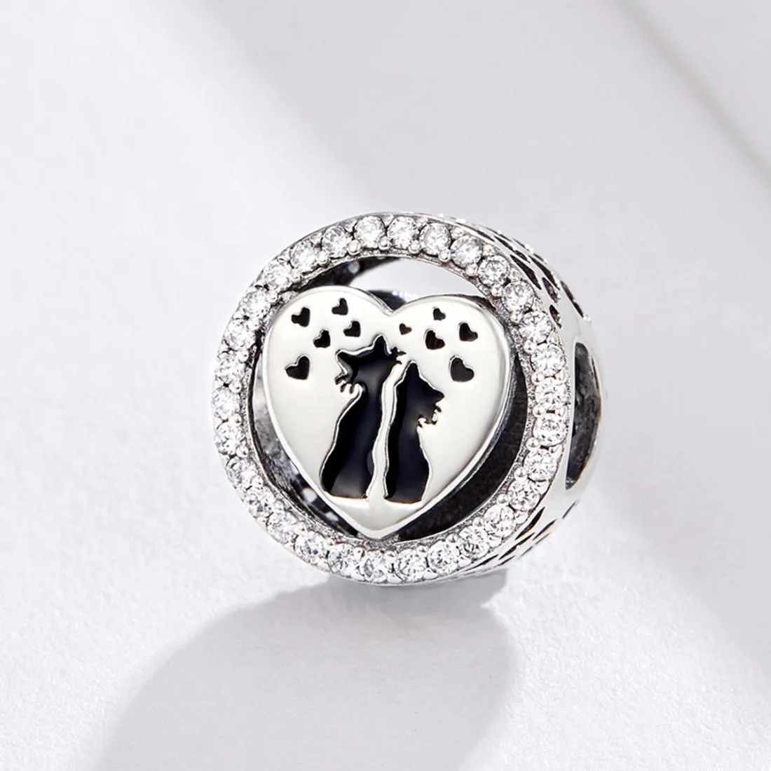 925 Sterling Silver Love Cat Heart Beads For Diy Bracelets & Necklaces