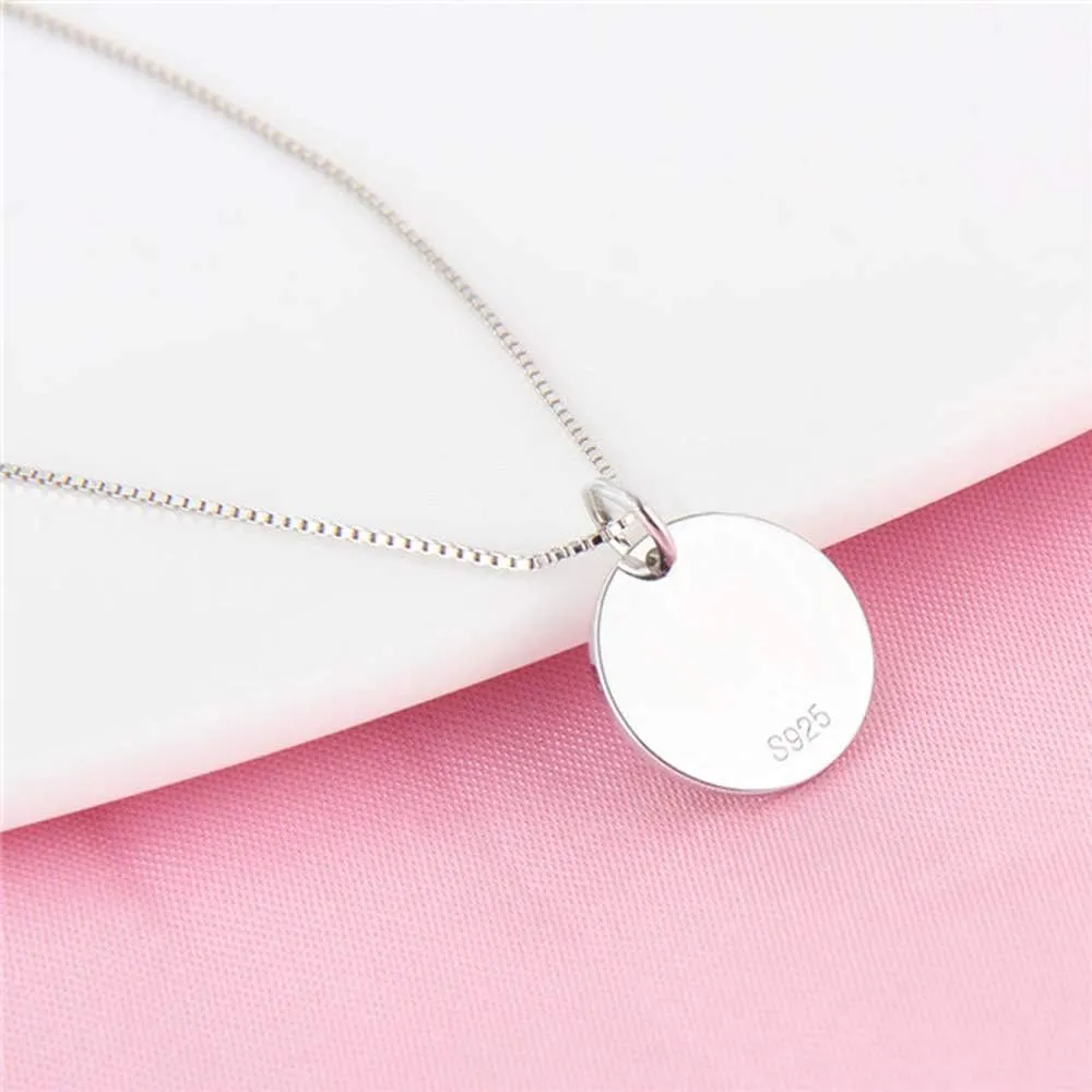925 Sterling Silver Mini Initial Disc Round Charm Pendant for Women Jewelry