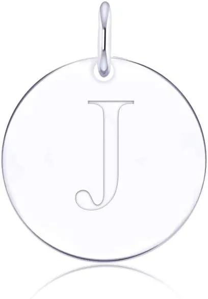 925 Sterling Silver Mini Initial Disc Round Charm Pendant for Women Jewelry