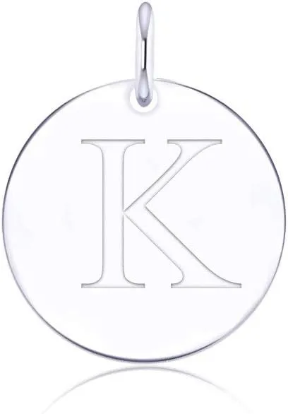925 Sterling Silver Mini Initial Disc Round Charm Pendant for Women Jewelry