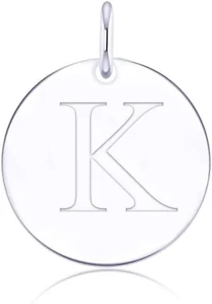 925 Sterling Silver Mini Initial Disc Round Charm Pendant for Women Jewelry