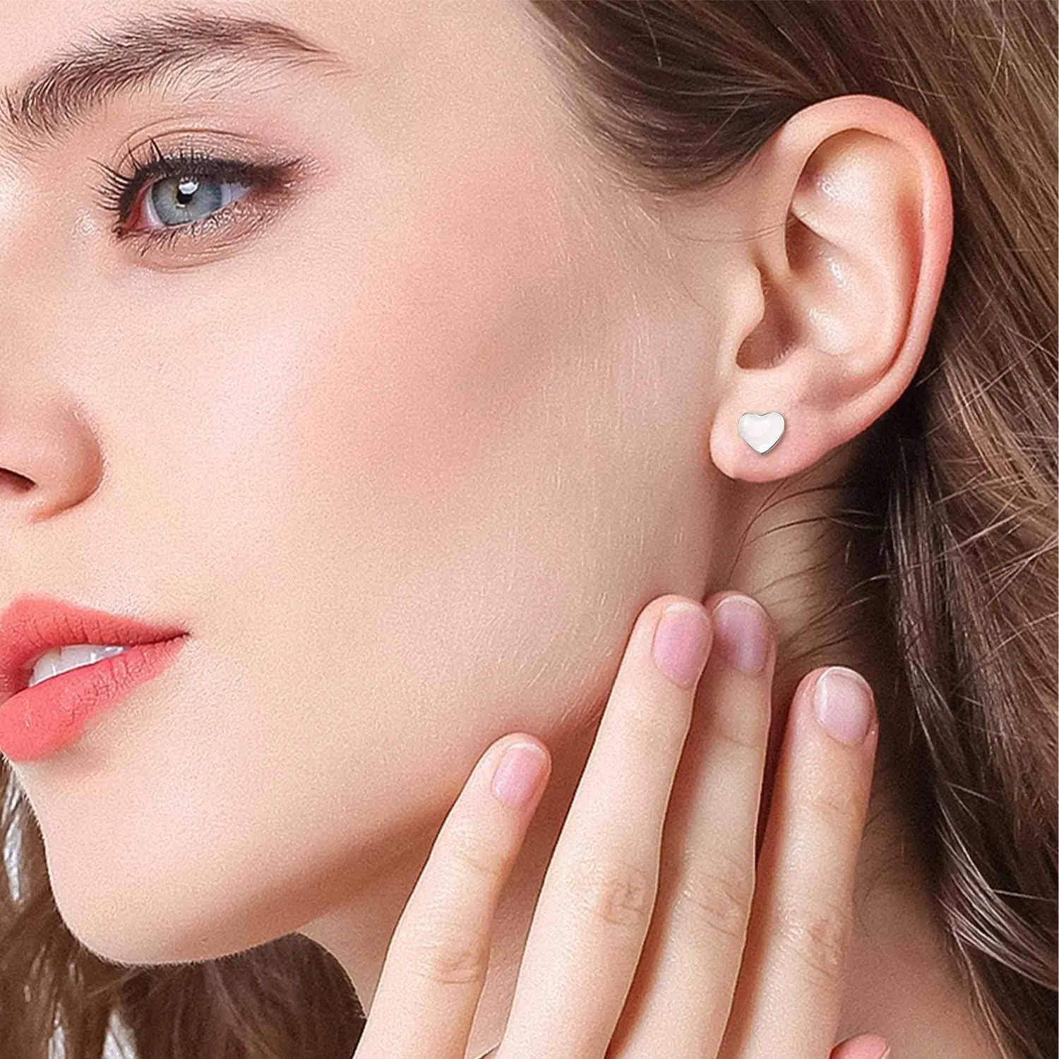 925 Sterling Silver Mother of Pearl Round Shape 5MM Tiny Studs Earrings, Hypoallergenic for Sensitive Ears, Pearl Jewelry Mother Day Gift for Women Girlfriend with Gift Box