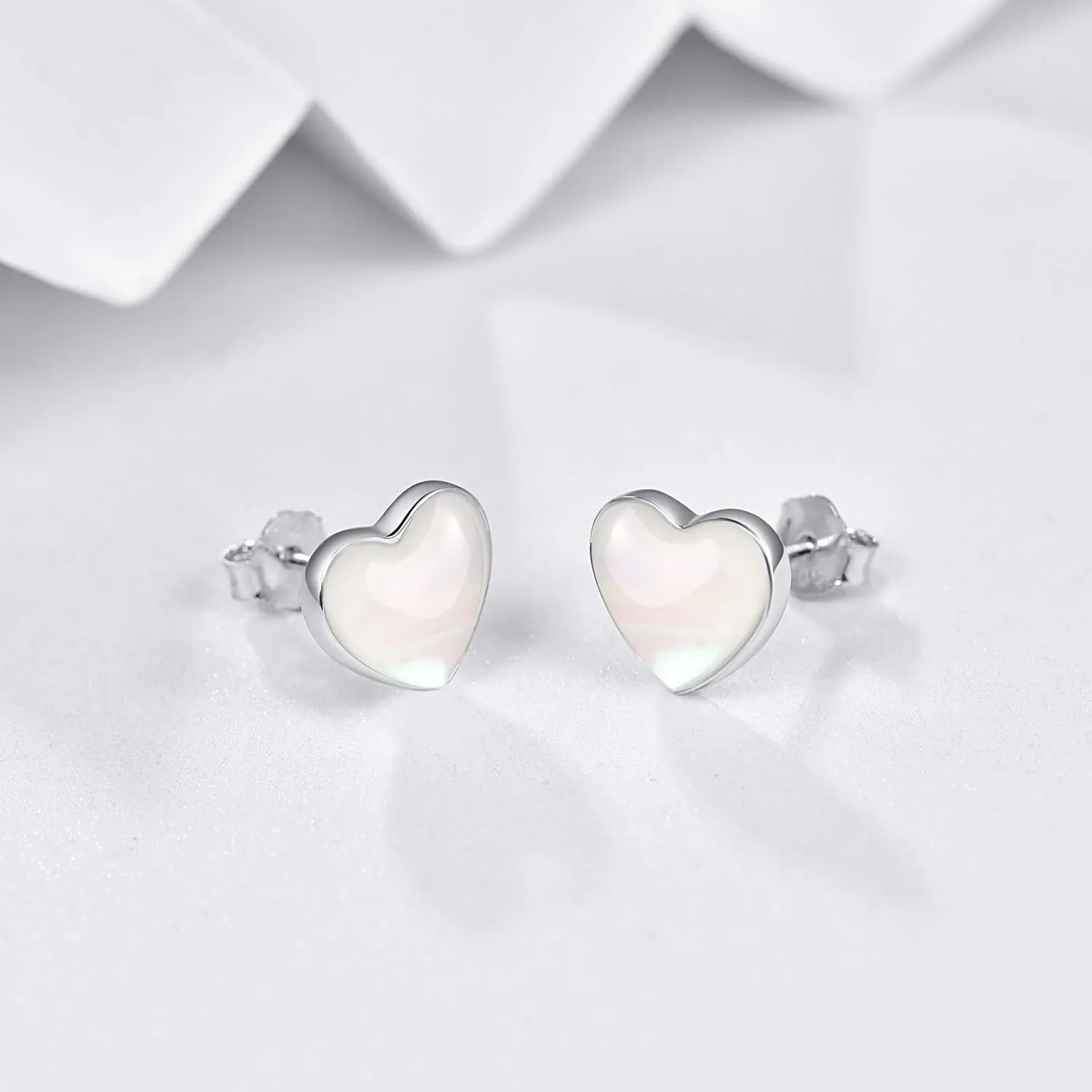 925 Sterling Silver Mother of Pearl Round Shape 5MM Tiny Studs Earrings, Hypoallergenic for Sensitive Ears, Pearl Jewelry Mother Day Gift for Women Girlfriend with Gift Box