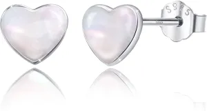 925 Sterling Silver Mother of Pearl Round Shape 5MM Tiny Studs Earrings, Hypoallergenic for Sensitive Ears, Pearl Jewelry Mother Day Gift for Women Girlfriend with Gift Box