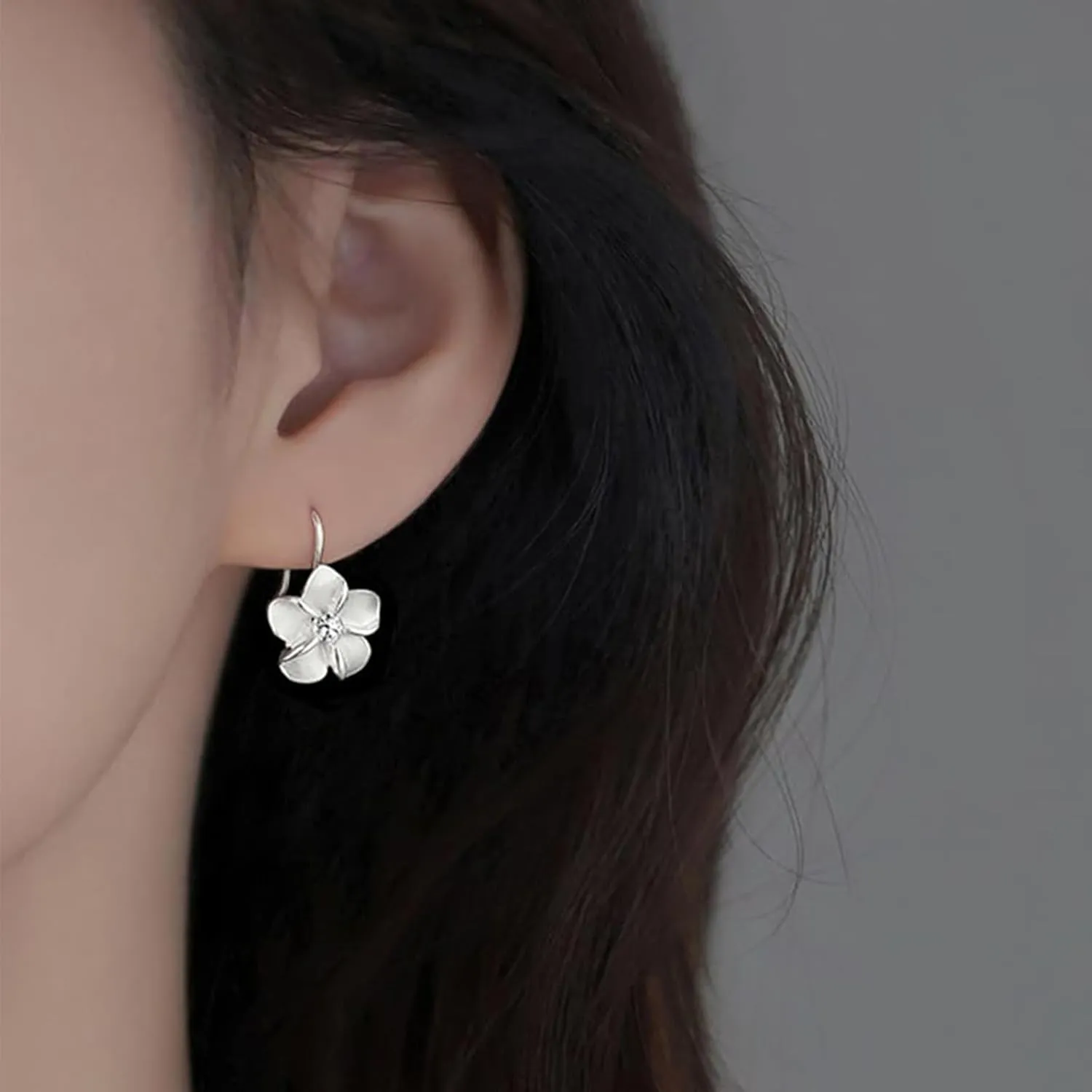 925 Sterling Silver Plumeria Flower Hoop Earrings for Women  18K Gold Plated Hypoallergenic Dangle Earrings, Lightweight Leverback Jewelry for Sensitive Skin, Valentines Day Gifts