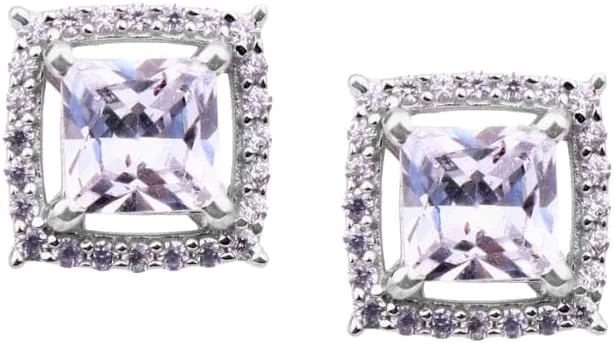 925 Sterling Silver Princess Cut Earrings Jewelry for Women  Dainty Square Studs, Minimalist, Lightweight & Tarnish-Resistant, for Daily Wear & Gift for Special Occasions