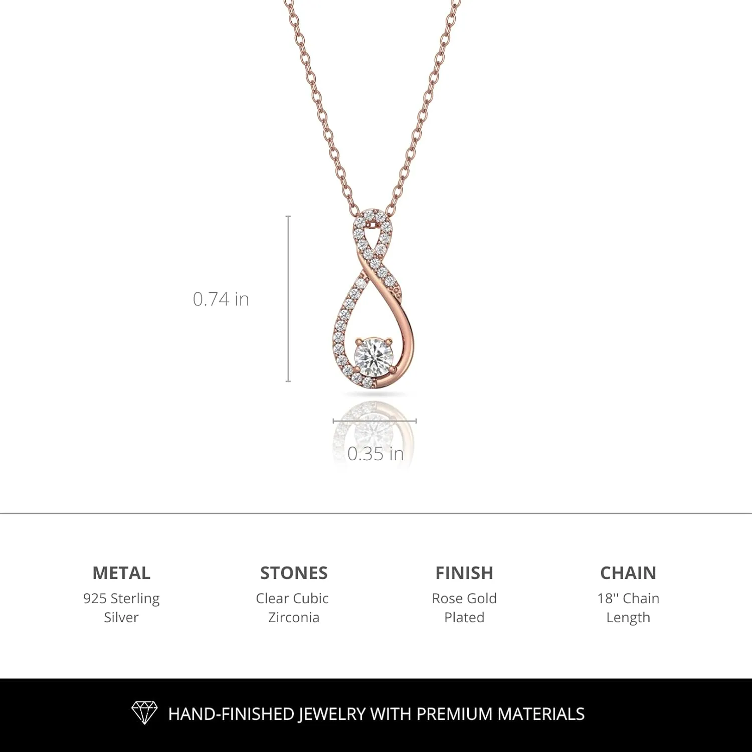 925 Sterling Silver Princess Swirl Necklaces for Women, Infinity, Love Knot, Cubic Zirconia AAAAA Pendant Necklace, Fine Jewelry Gifts for Women, 18'' Chain