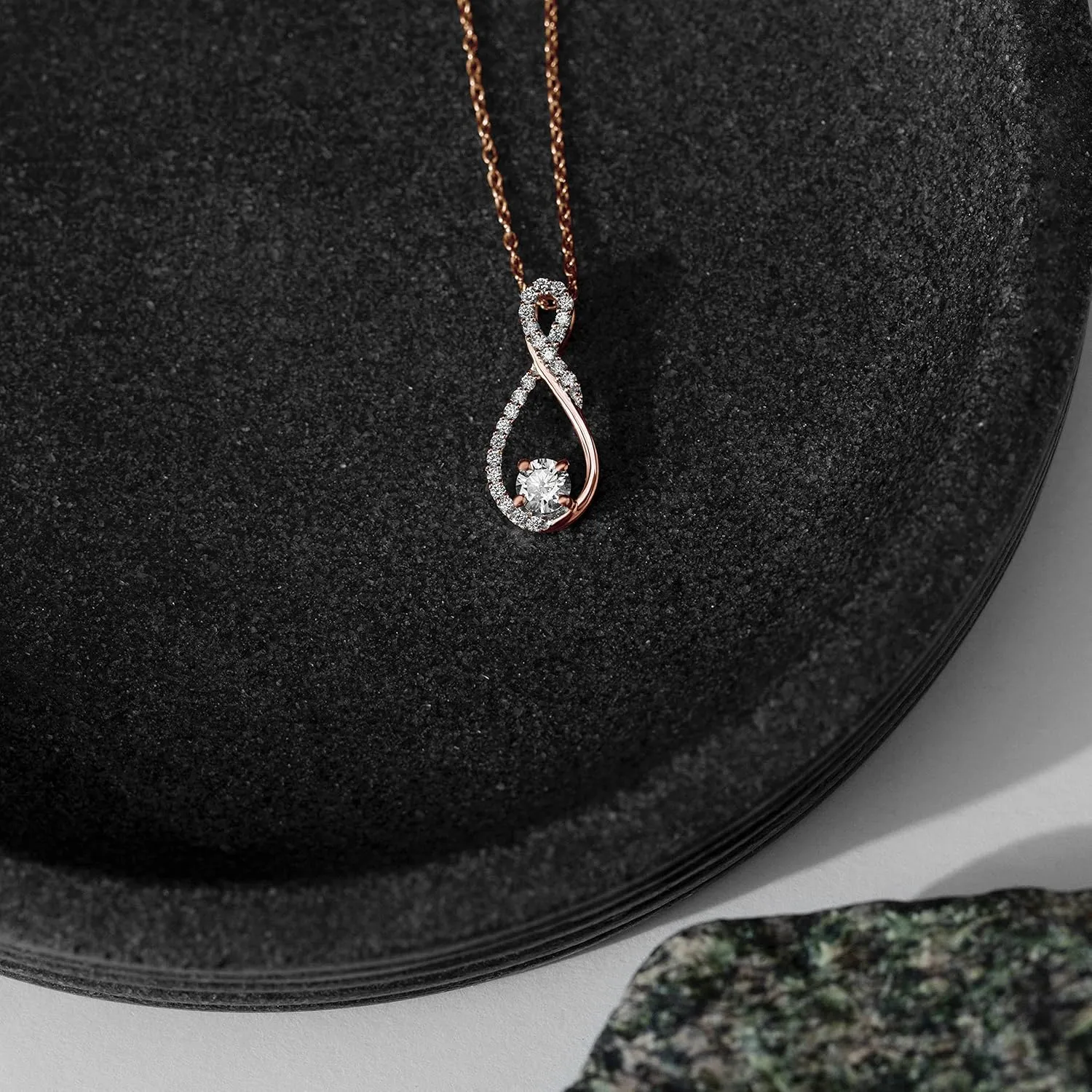 925 Sterling Silver Princess Swirl Necklaces for Women, Infinity, Love Knot, Cubic Zirconia AAAAA Pendant Necklace, Fine Jewelry Gifts for Women, 18'' Chain