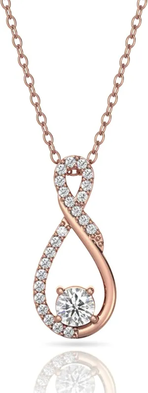 925 Sterling Silver Princess Swirl Necklaces for Women, Infinity, Love Knot, Cubic Zirconia AAAAA Pendant Necklace, Fine Jewelry Gifts for Women, 18'' Chain