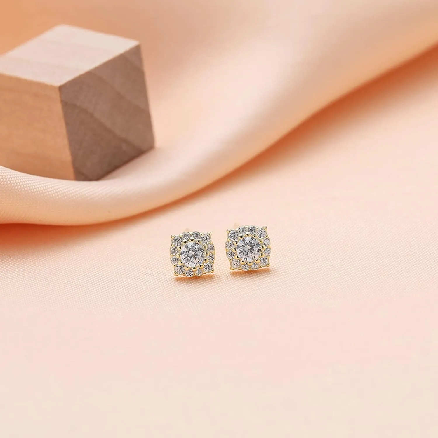 925 Sterling Silver Studs Earrings CZ Bowknot/Moon and Pearl/Halo Stud Earrings Cute Shiny Cubic Zirconia Tiny Ear Studs