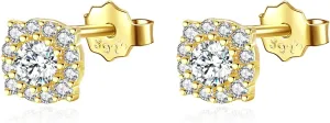 925 Sterling Silver Studs Earrings CZ Bowknot/Moon and Pearl/Halo Stud Earrings Cute Shiny Cubic Zirconia Tiny Ear Studs