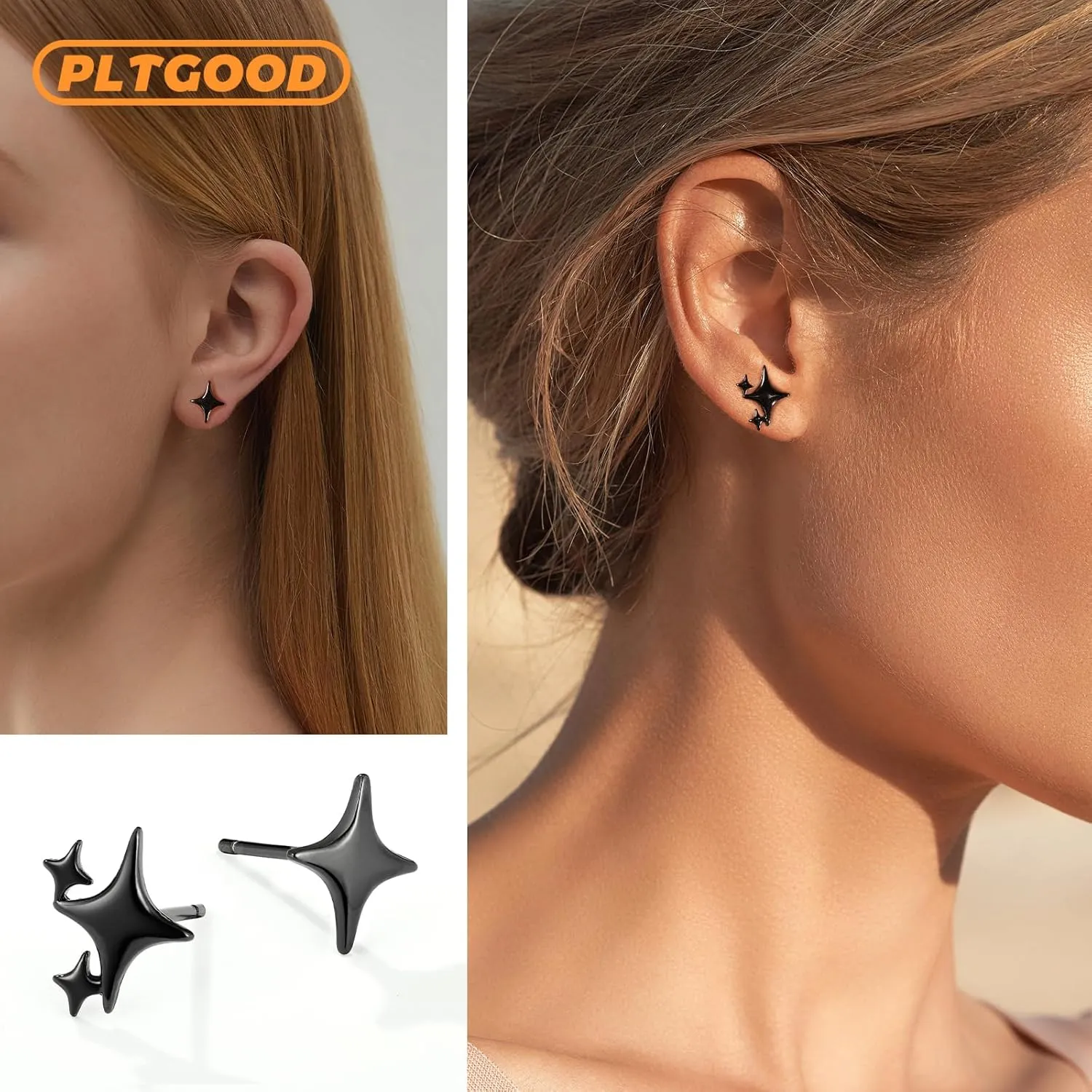 925 Sterling Silver Studs Earrings for Women 2 Pairs Star Stud Earrings Set Hypoallergenic Silver Stud Earrings Dainty Star Earrings for Women