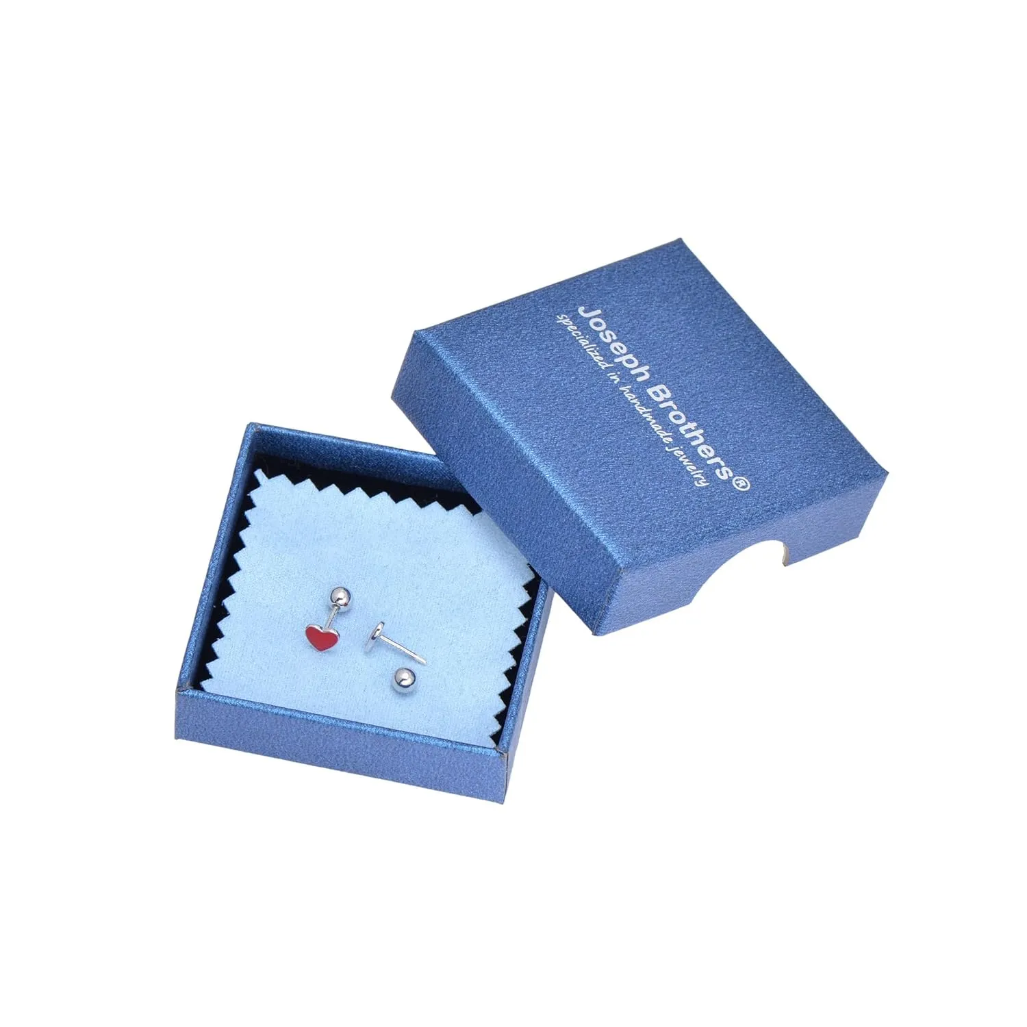 925 Sterling Silver Tiny Heart Studs Earrings for Women, Screw Backs, Red Enamel