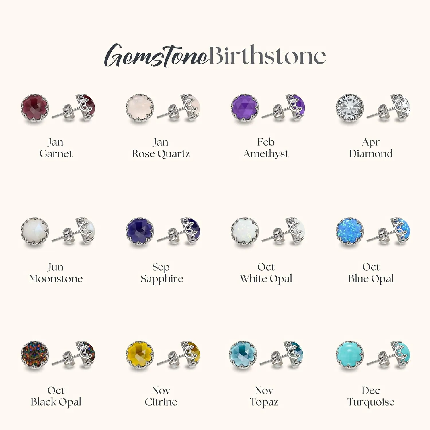 925 Sterling Silver White Opal Studs Earrings for Women - Sterling Silver Earrings Studs - October Birthstone Earrings - Opal Earrings for Women - Minimalist Earrings for Women