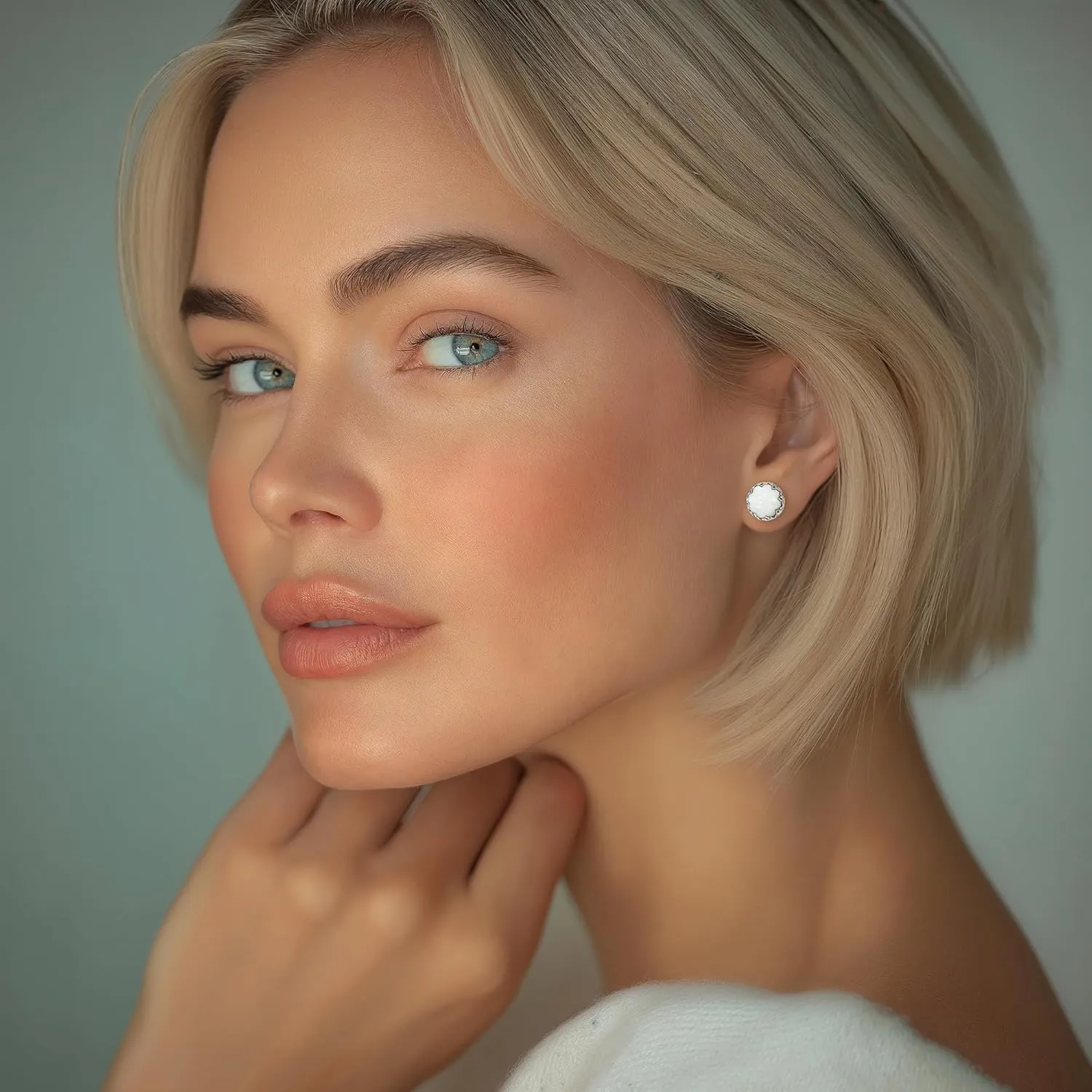 925 Sterling Silver White Opal Studs Earrings for Women - Sterling Silver Earrings Studs - October Birthstone Earrings - Opal Earrings for Women - Minimalist Earrings for Women