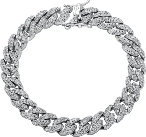 9mm Cuban Link Anklets Bracelet For Women 6 Times 14K Gold Plated Full Iced Out Cubic Zirconia Shiny Miami Cuban Foot Bracelets Hio-Hop Anklet Jewelry Gifts For Women Men