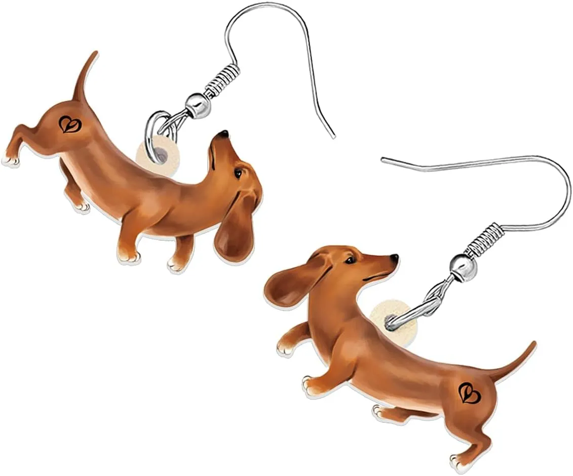 Acrylic Fun Dachshund Dog Earrings Dangling Jewelry Cute Puppy Gifts for Dog Lovers Women Charms Decor