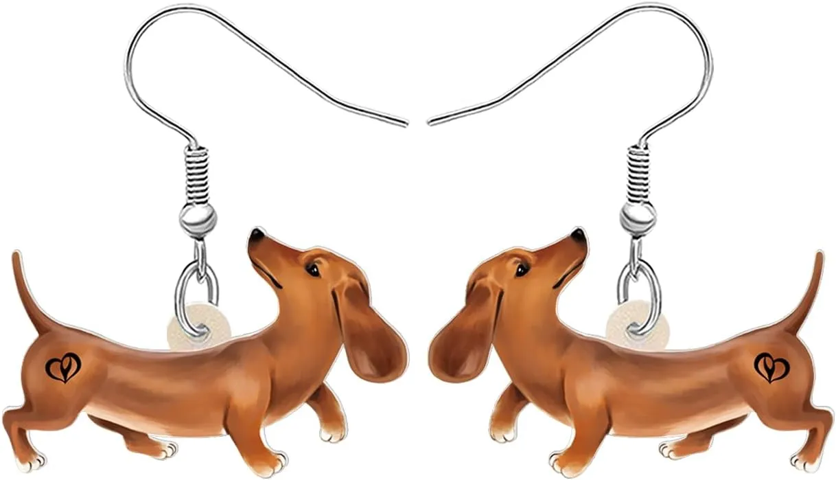 Acrylic Fun Dachshund Dog Earrings Dangling Jewelry Cute Puppy Gifts for Dog Lovers Women Charms Decor