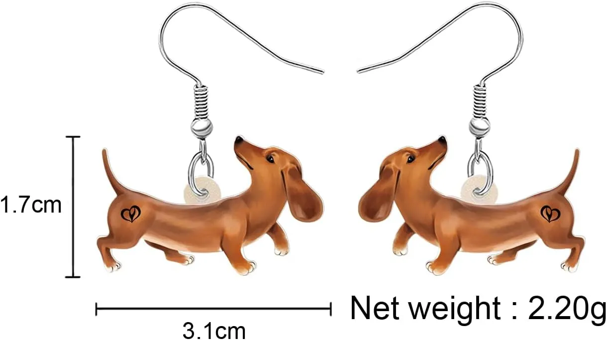 Acrylic Fun Dachshund Dog Earrings Dangling Jewelry Cute Puppy Gifts for Dog Lovers Women Charms Decor