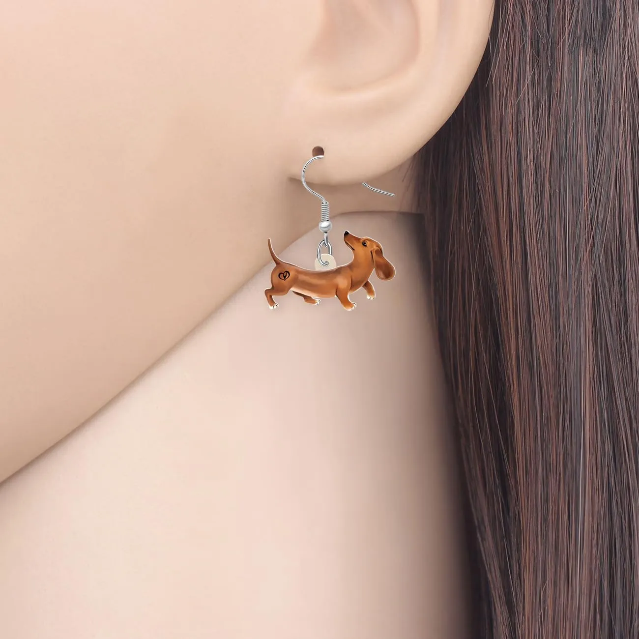 Acrylic Fun Dachshund Dog Earrings Dangling Jewelry Cute Puppy Gifts for Dog Lovers Women Charms Decor