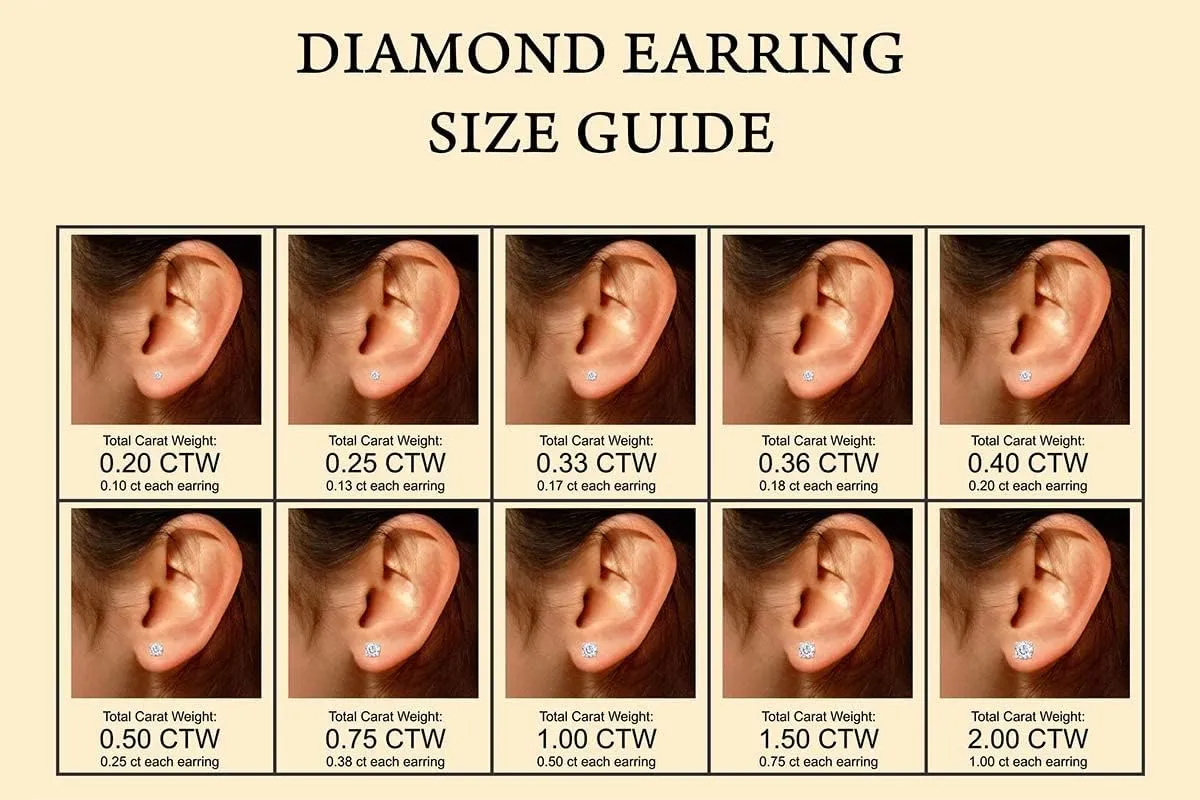 AFFY Round Natural Diamond Stud (IGI Certified 0.70 ct & up) Plus Quality Friction Back Earrings in 14k Solid Gold, 0.04 Ctw - 2.00 Ctw, Gift For Her
