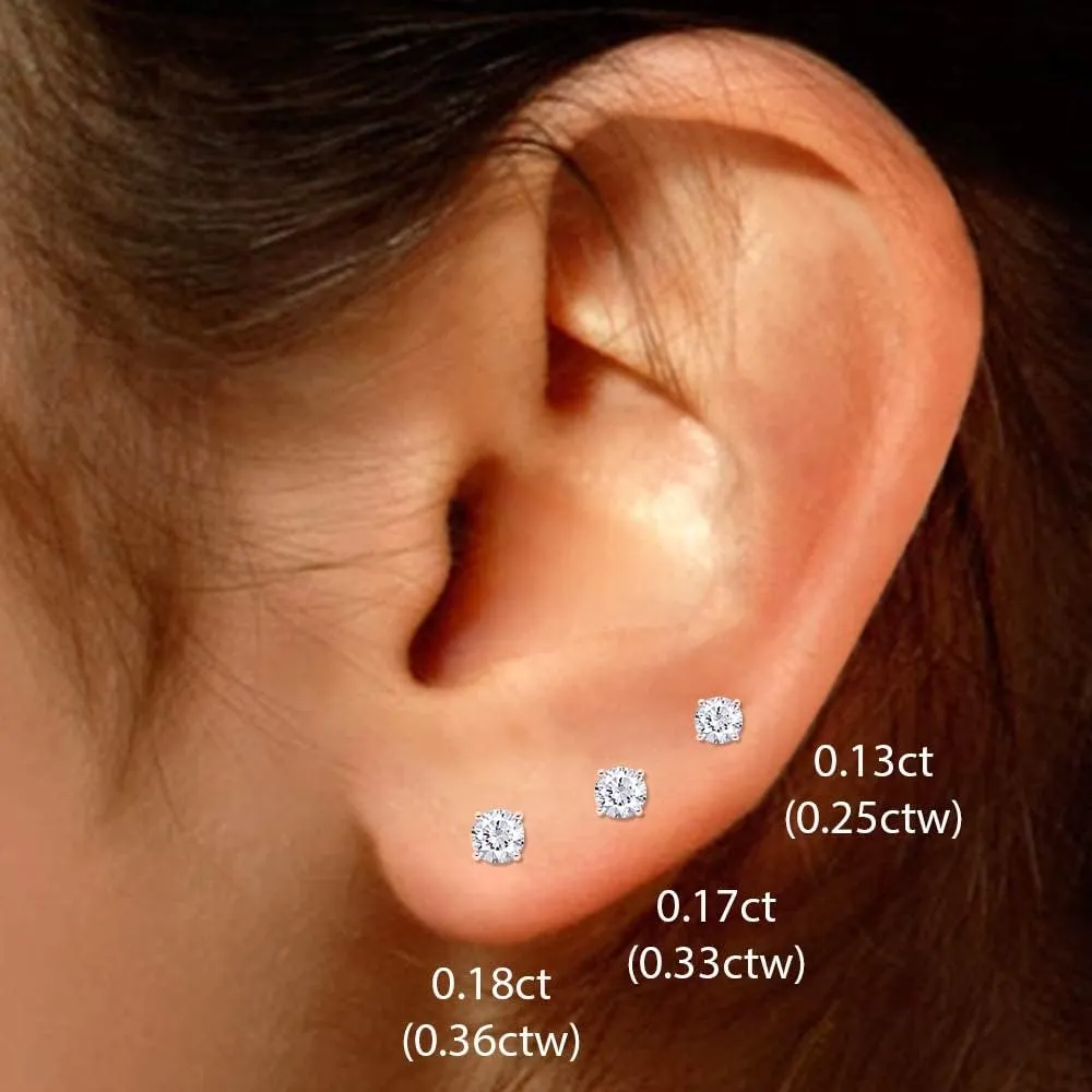 AFFY Round Natural Diamond Stud (IGI Certified 0.70 ct & up) Plus Quality Friction Back Earrings in 14k Solid Gold, 0.04 Ctw - 2.00 Ctw, Gift For Her