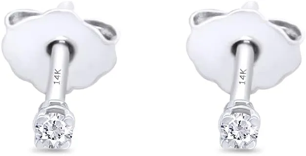 AFFY Round Natural Diamond Stud (IGI Certified 0.70 ct & up) Plus Quality Friction Back Earrings in 14k Solid Gold, 0.04 Ctw - 2.00 Ctw, Gift For Her