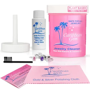 All Purpose Jewelry Cleaner Kit w/8oz Cleaning Solution, Basket & Brush - Jewelry Cleaner Kit for Gold, Silver, Diamonds, Rings, Gems & Precious Stones