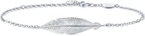 AmorAime 925 Sterling Silver Bracelet for Women Lucky Simple Feather Bracelets Love for Festival, Vacation or Holiday
