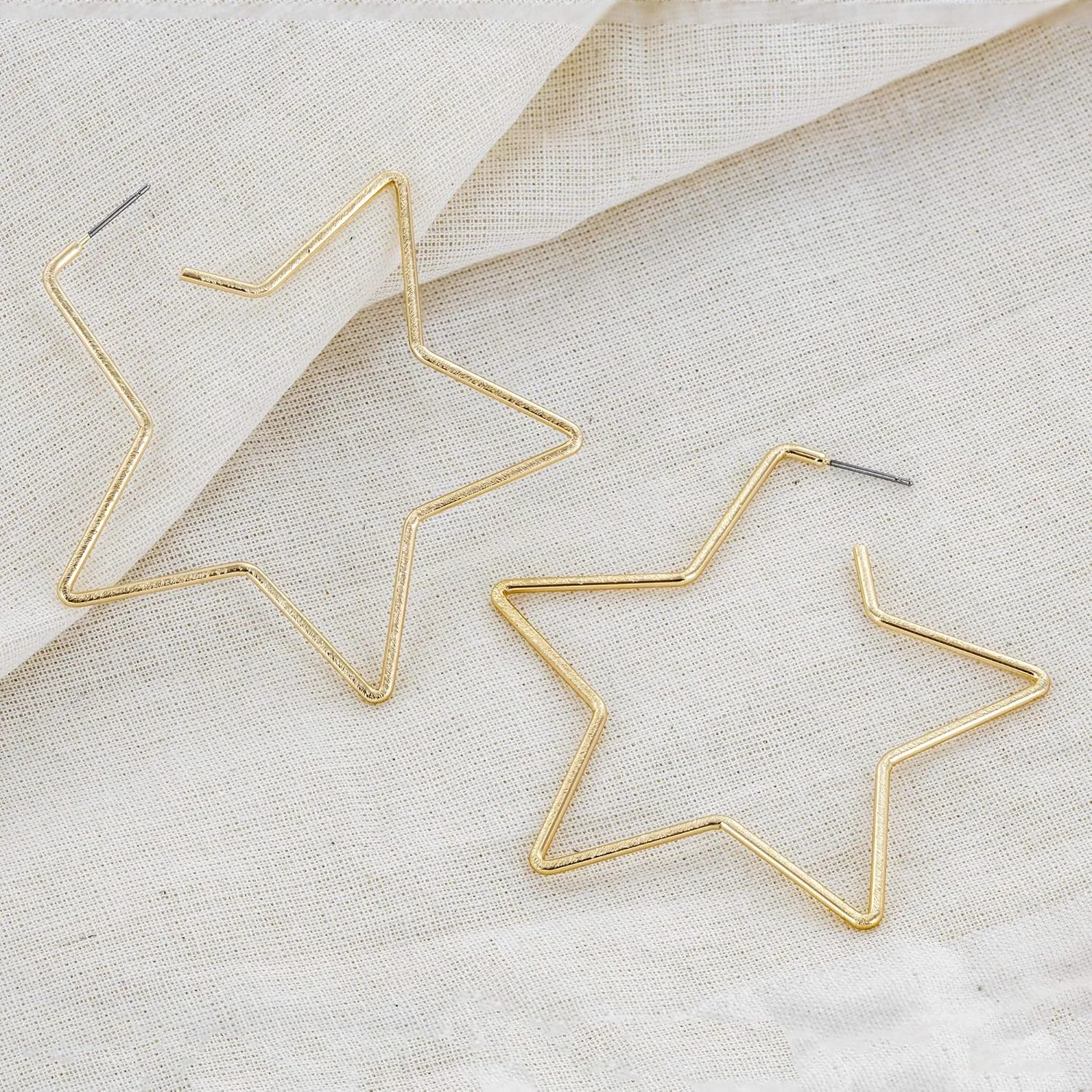 And Lovely 14K Gold Dipped Star Earrings - Hypoallergenic Lightweight Fun Statement Drop Dangle Earrings